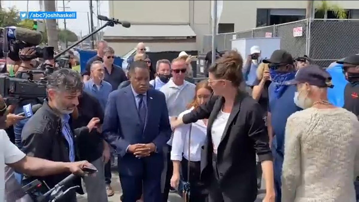 Larry Elder ends campaign event after someone in 'angry' crowd threw an egg at him: report