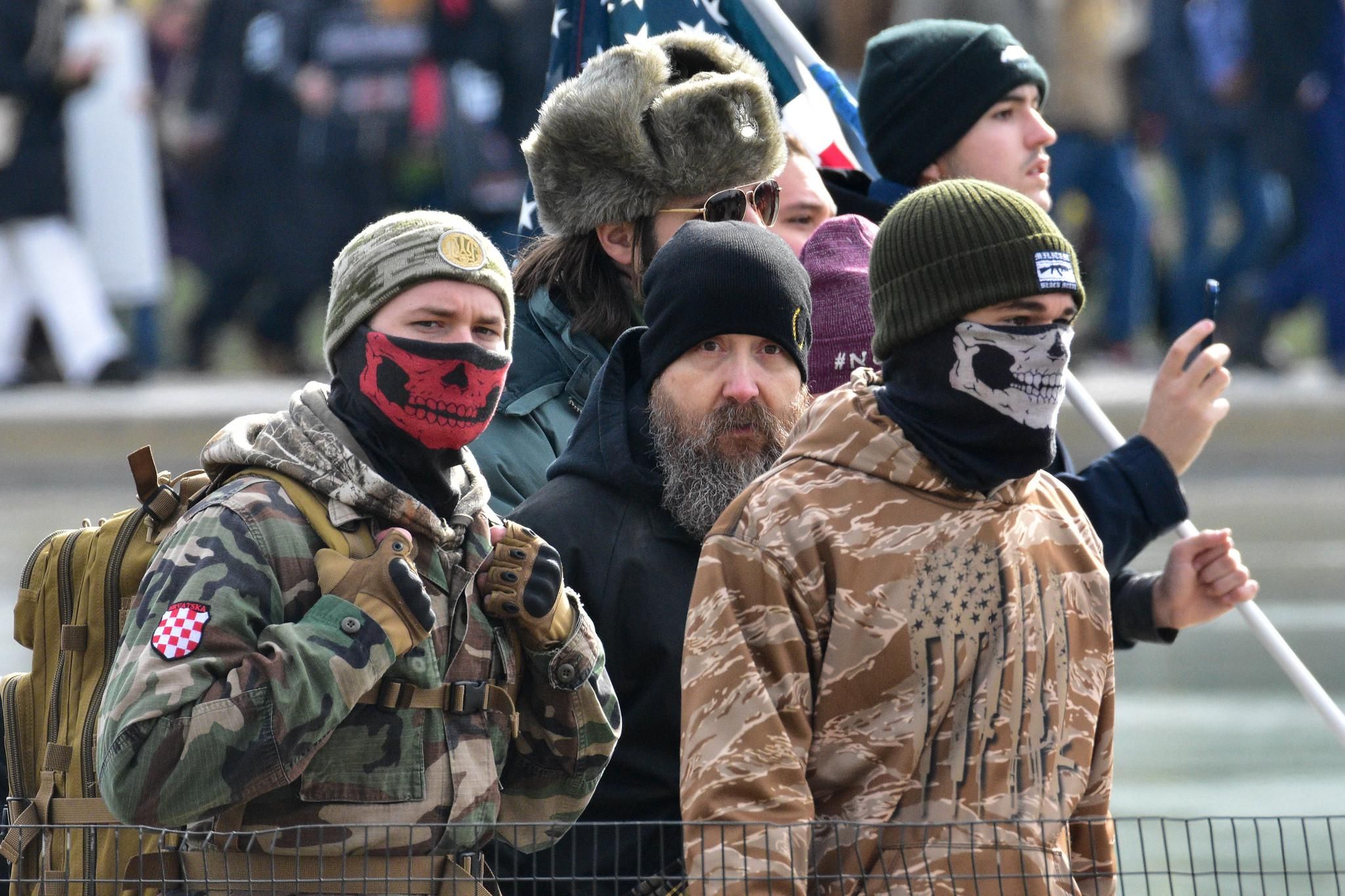Extremists who embrace the accelerationist aesthetic of skull masks showed up with the Proud Boys at last month's Defeat the Mandates rally in Washington, DC