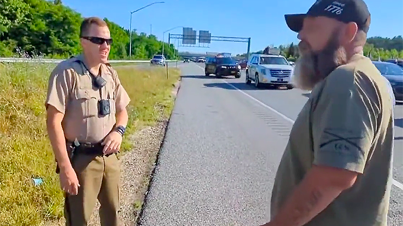trucker convoy pulled over by police