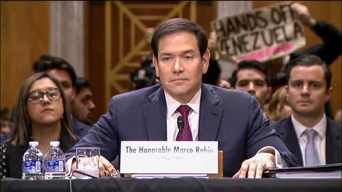 'War crimes!' Marco Rubio interrupted by screaming protester at big hearing