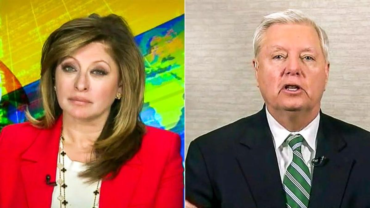WATCH: Maria Bartiromo cuts to commercial after laughing at Lindsey Graham's claim of '1 million' migrants
