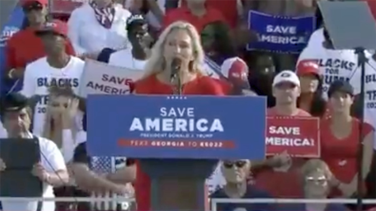 QAnon congresswoman brazenly lies at Trump rally — while demanding audit of the vote in Georgia