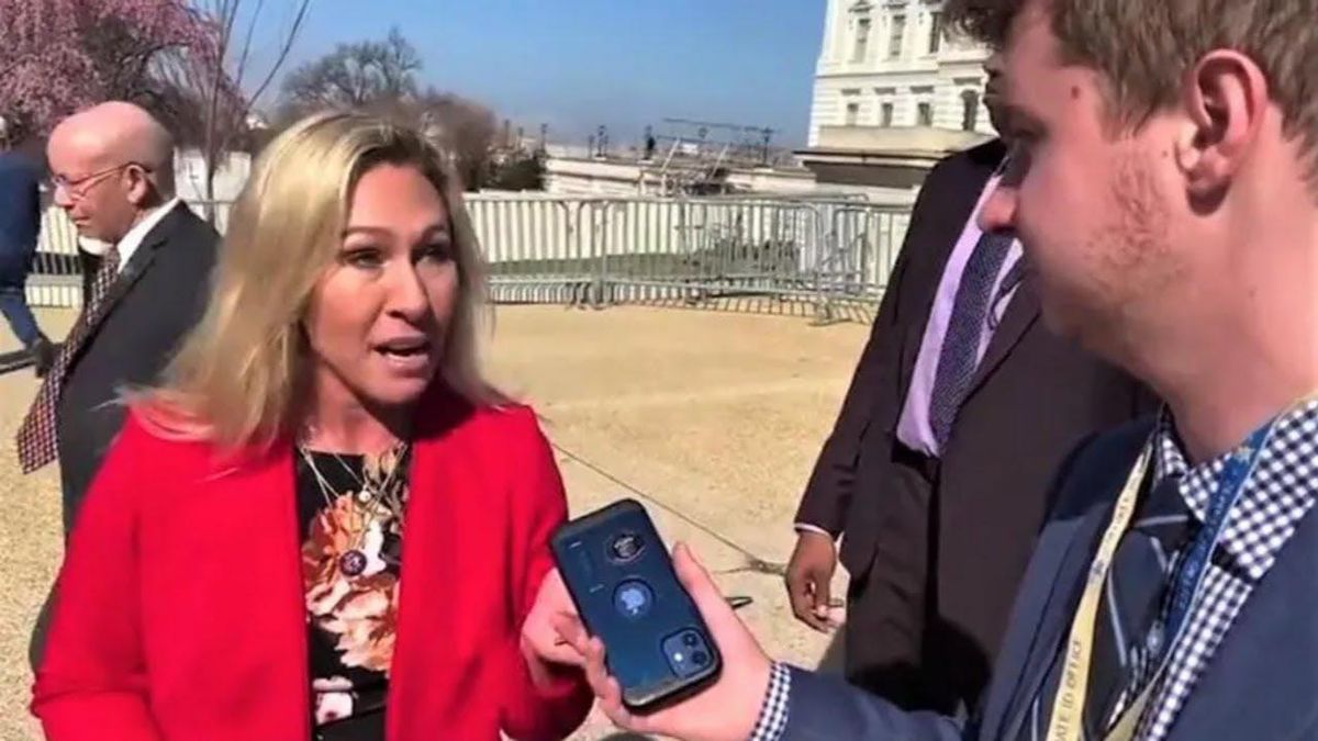 Watch: Marjorie Taylor Greene snaps at reporter who asks her about peddling Kremlin propaganda