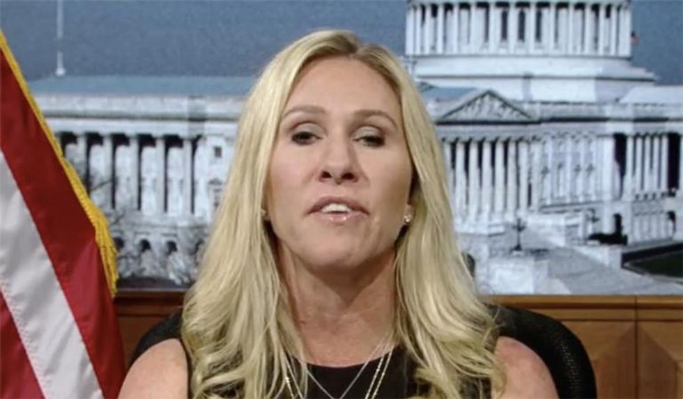Newsmax cuts away from Marjorie Taylor Greene in the middle of her rant against the FBI