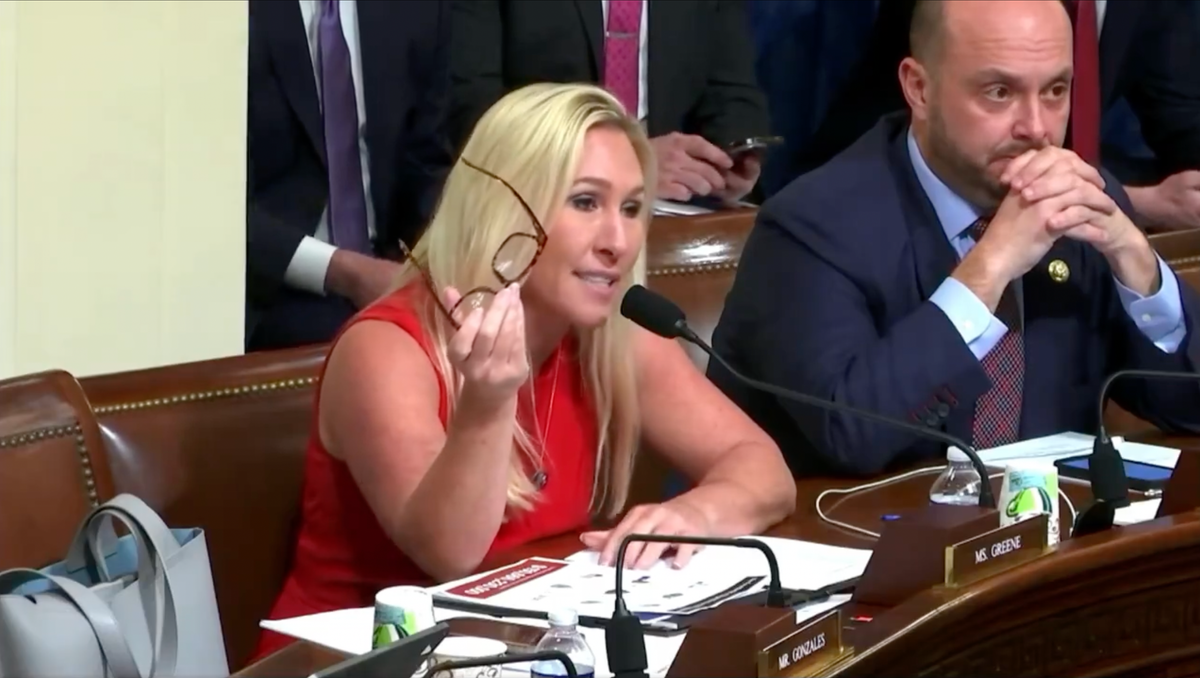 Marjorie Taylor Greene stomps out of hearing when Dem points out she hugged Jan. 6ers