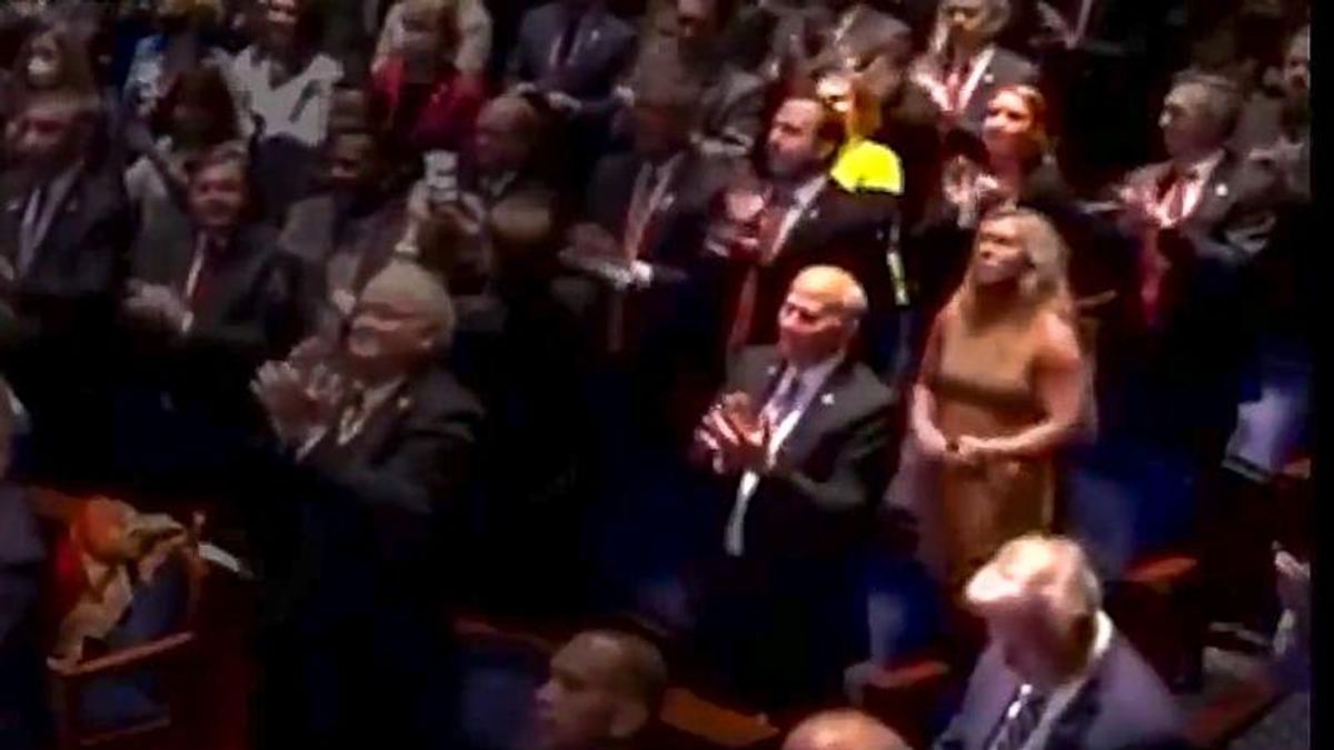 Video appears to show Marjorie Taylor Greene refusing to applaud Zelenskyy’s speech to Congress