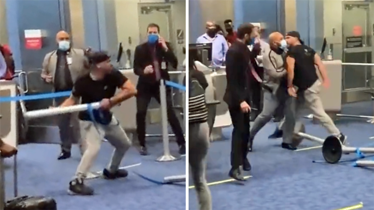 WATCH: Racist Florida man melts down and violently rampages inside Miami airport