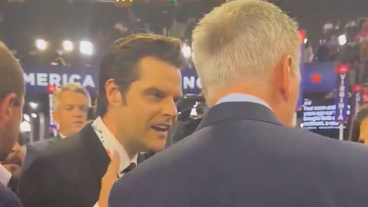 'Awkward moment': Matt Gaetz gets pulled away while taunting Kevin McCarthy at RNC