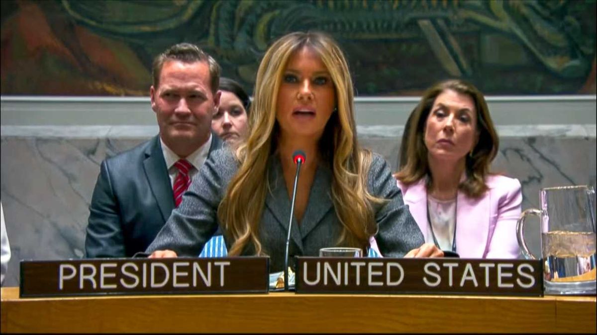 Melania talks children at UN after Trump strikes Iranian school: 'Peace will be yours'