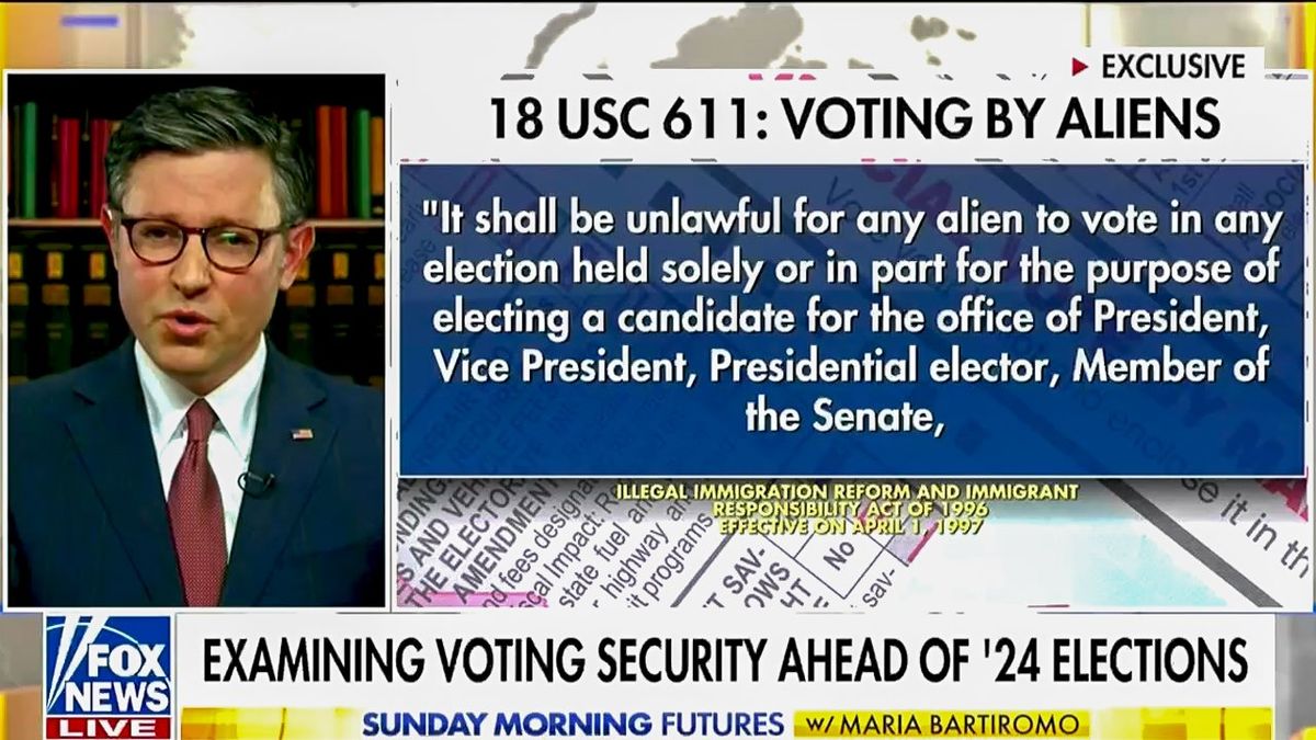 Mike Johnson embarrassed on Fox News by suggesting he doesn't know noncitizens can't vote