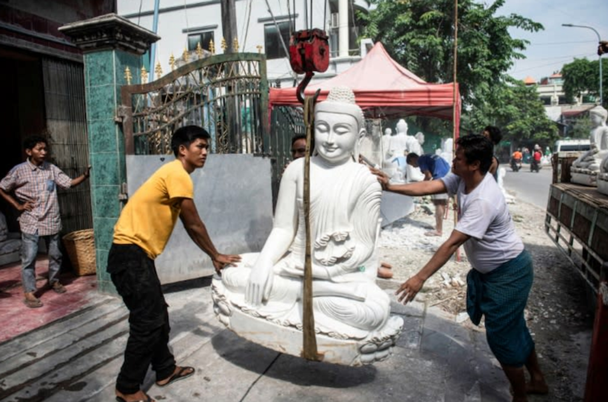 The marble 'living Buddhas' trapped by Myanmar's civil war