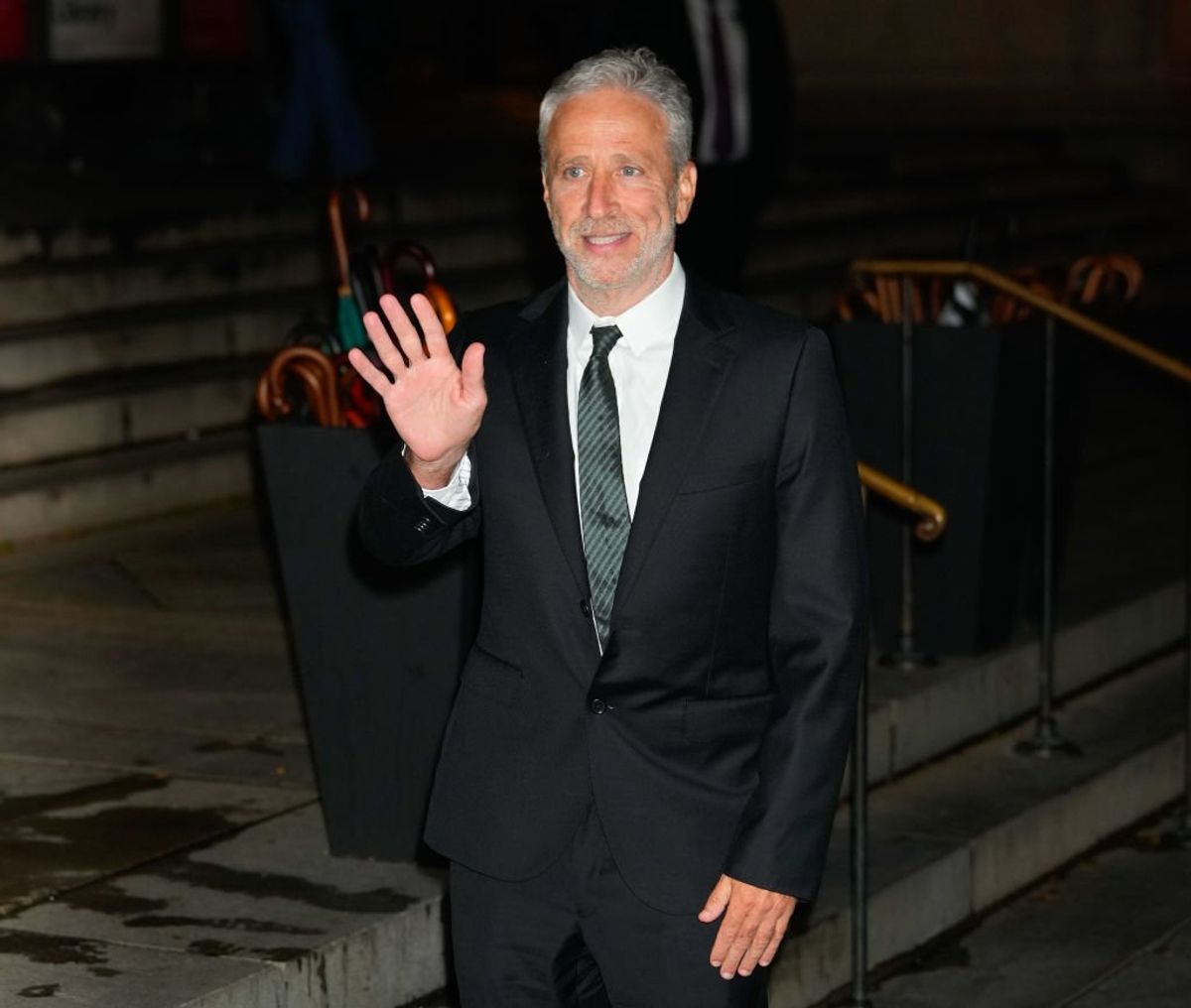 Daily Show's Jon Stewart sings at Harris' arrival and makes offer to seething Republicans