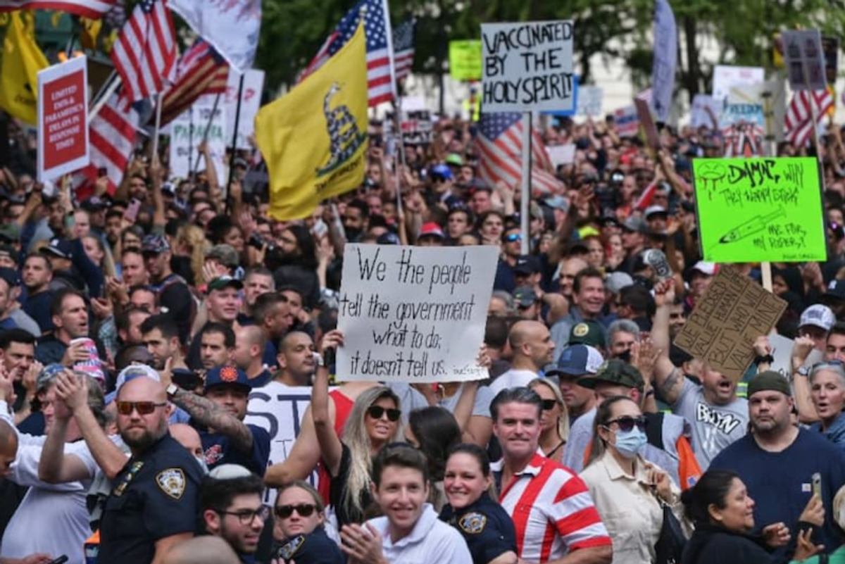 New York firefighters march against COVID vaccine mandate