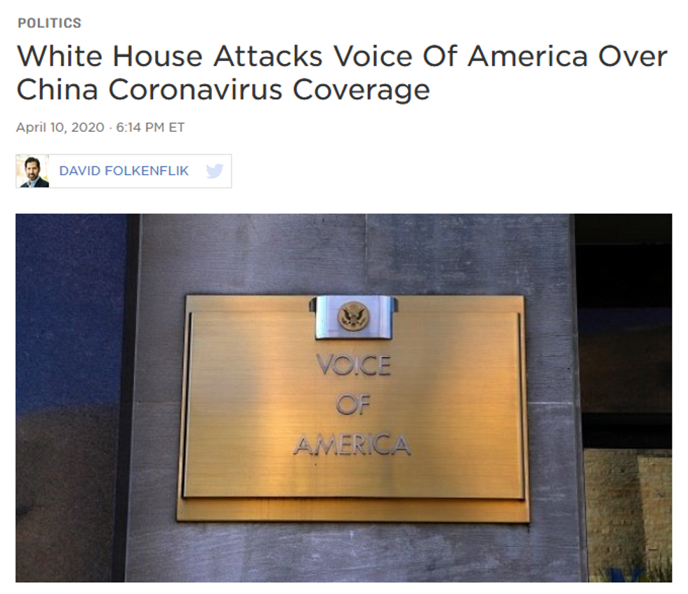 NPR: White House Attacks Voice Of America Over China Coronavirus Coverage