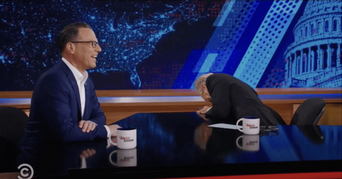 'Walked into that!' Josh Shapiro leaves Jon Stewart doubled over laughing