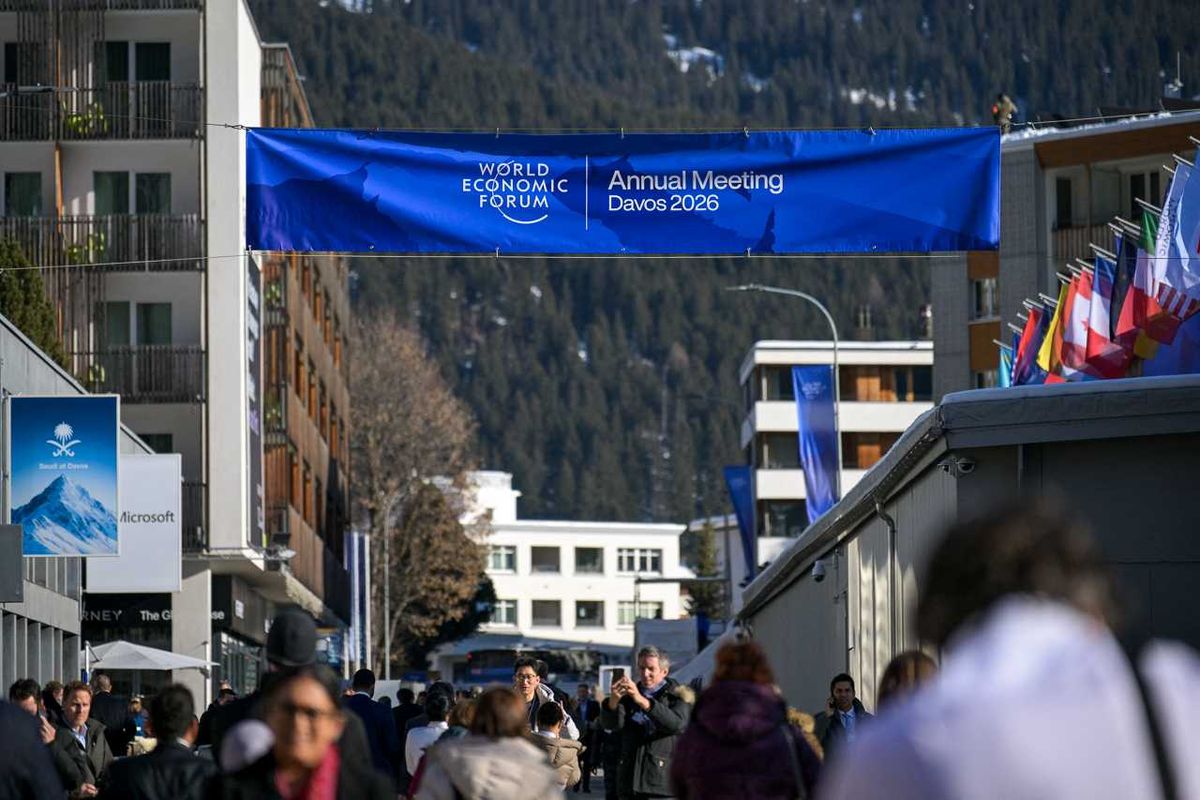 Anti-Trump message lights up Davos ahead of president's big speech