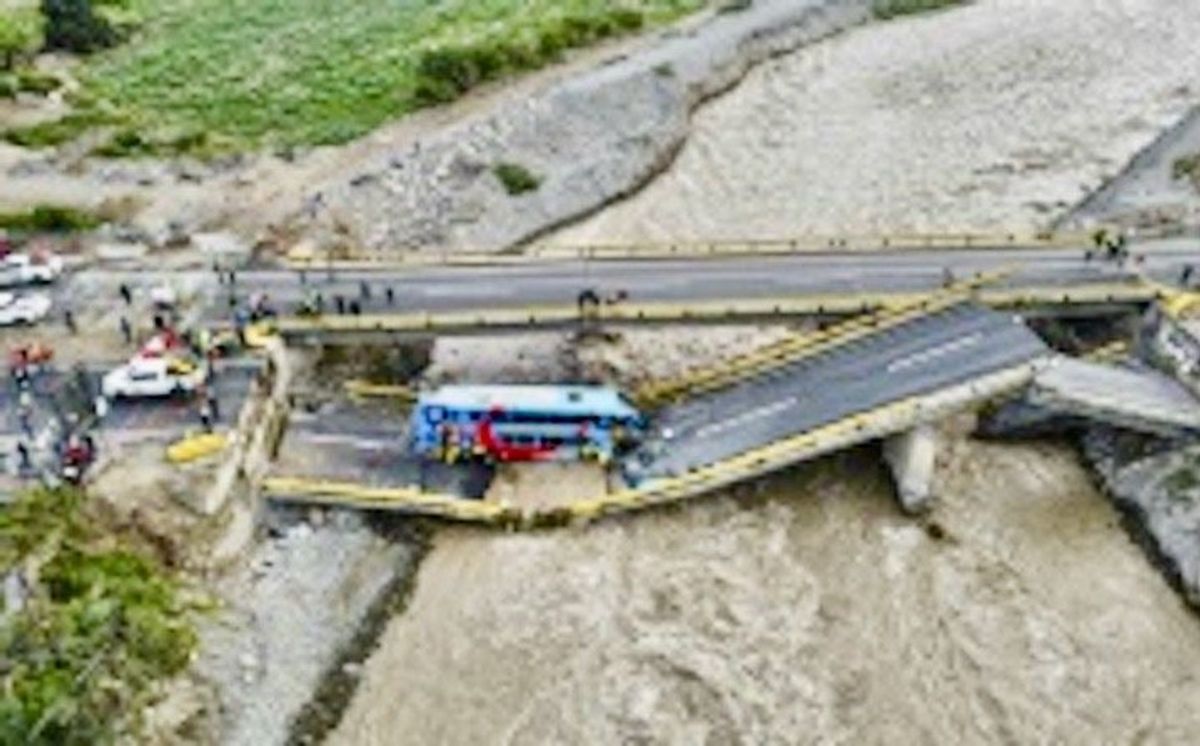 Two dead, dozens injured as bridge collapses, bus crashes into river in Peru