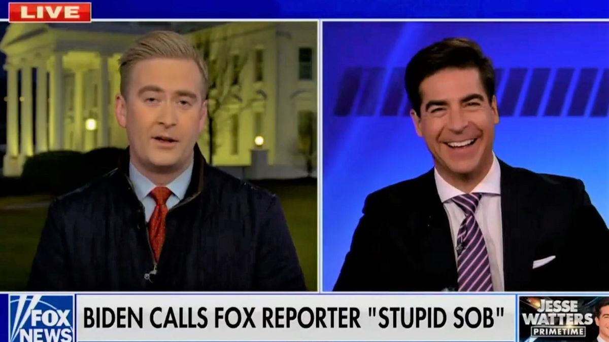 Fox News host laughs in Peter Doocy's face after Biden called him a 'stupid SOB' on hot mic
