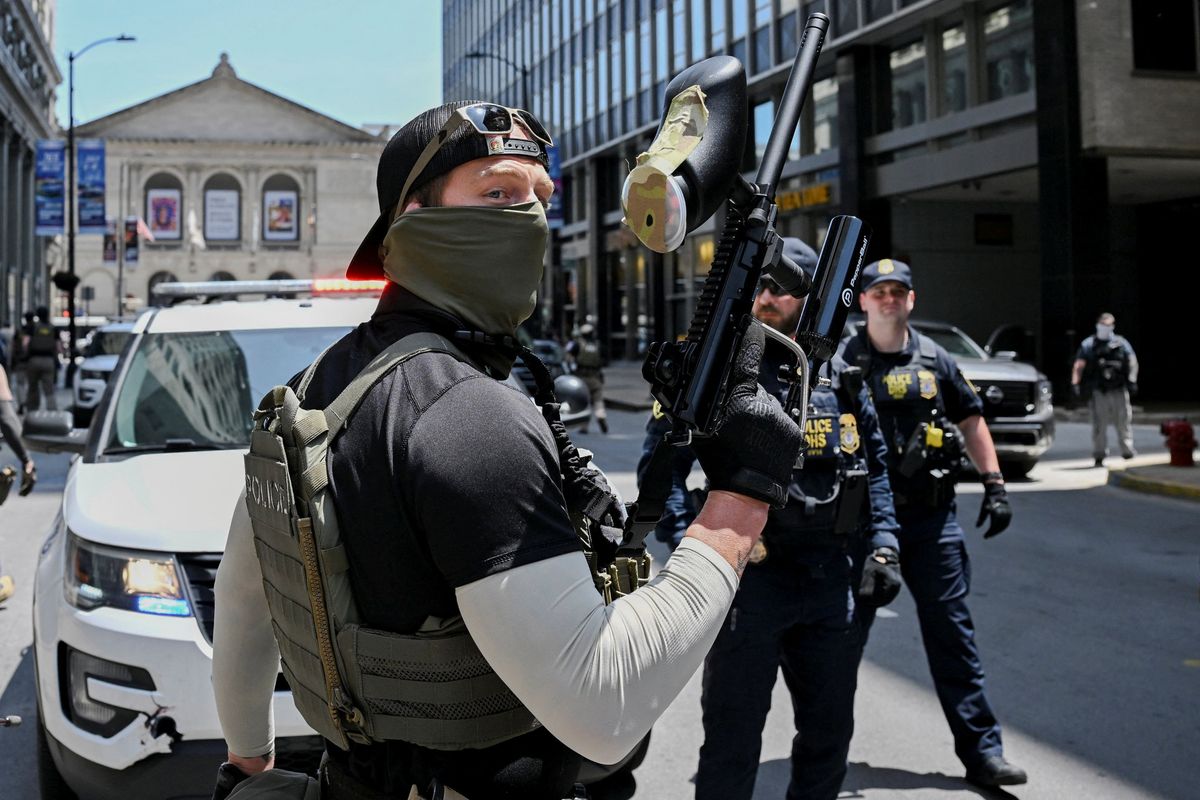 Police office with ICE