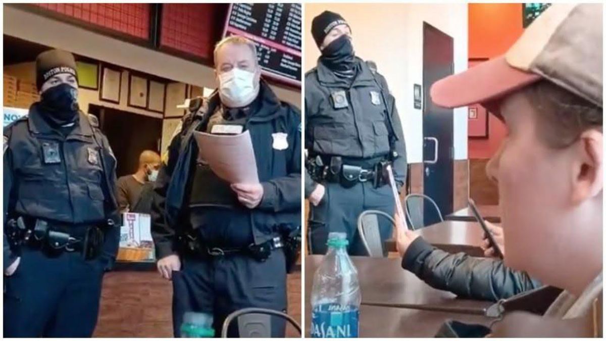 WATCH: Anti-vaccine police sergeant flips out on 'goose steppers' after restaurant calls the cops on her