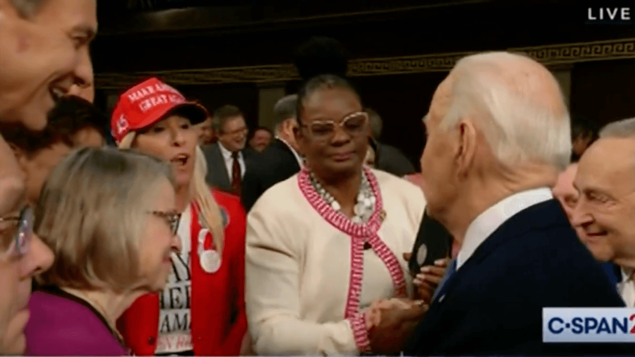 Joe Biden ignores MAGA-capped Marjorie Taylor Greene as she demands he say 'Laken Riley'