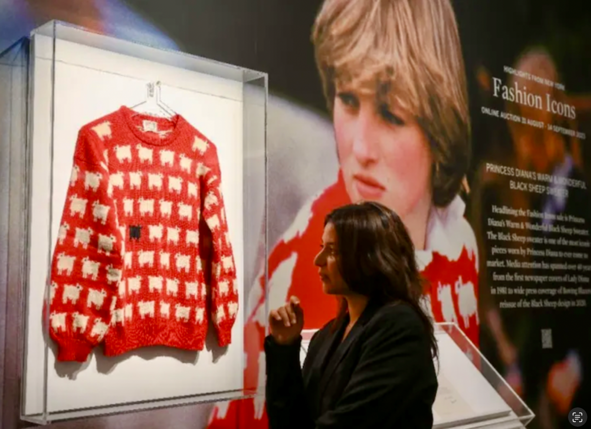 Princess Diana's 'Black Sheep' sweater sells at auction for $1.1 million