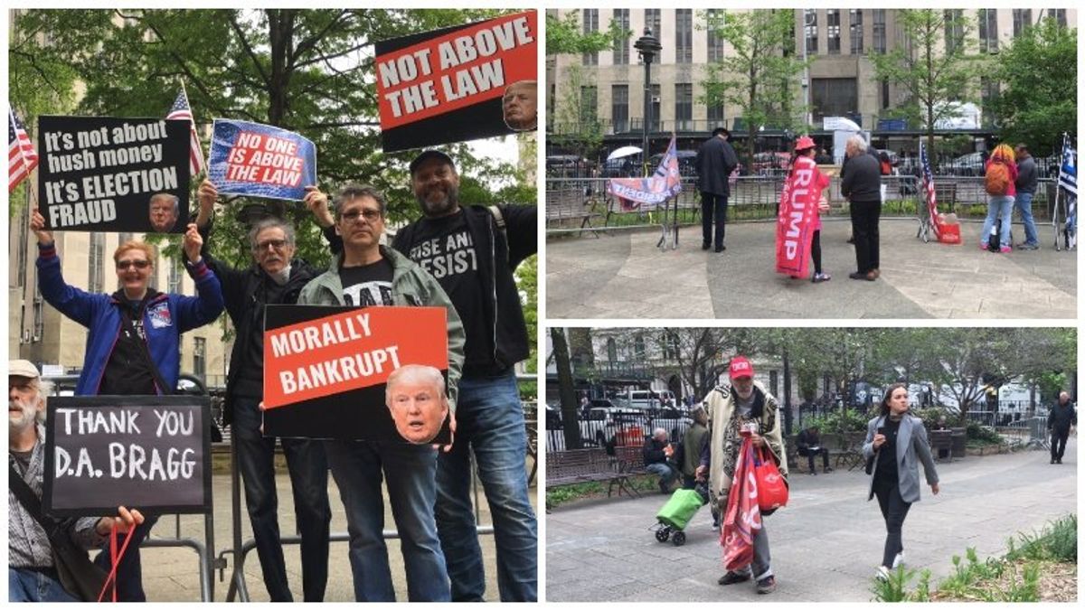 'Stop criming!' Dueling protests face off outside Trump trial
