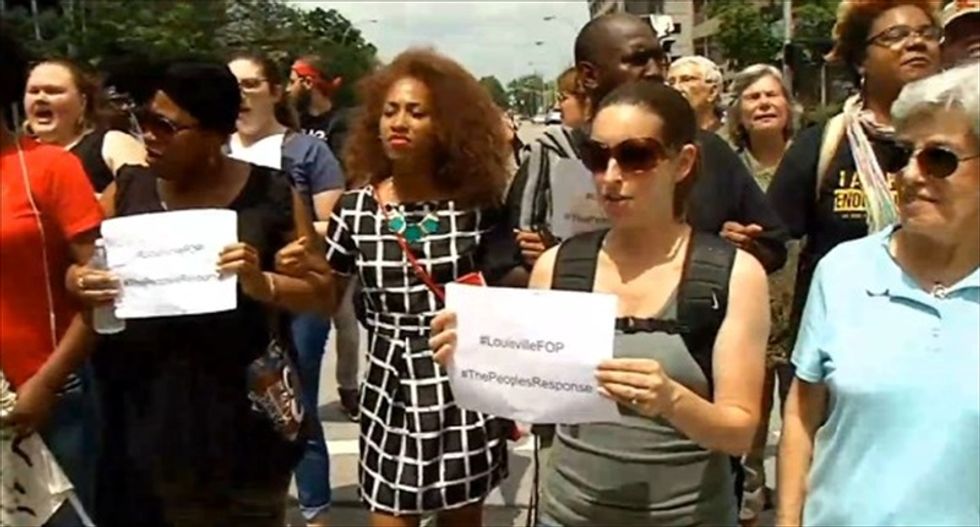 Protesters block Louisville police station after union letter threatening 'race-baiters'