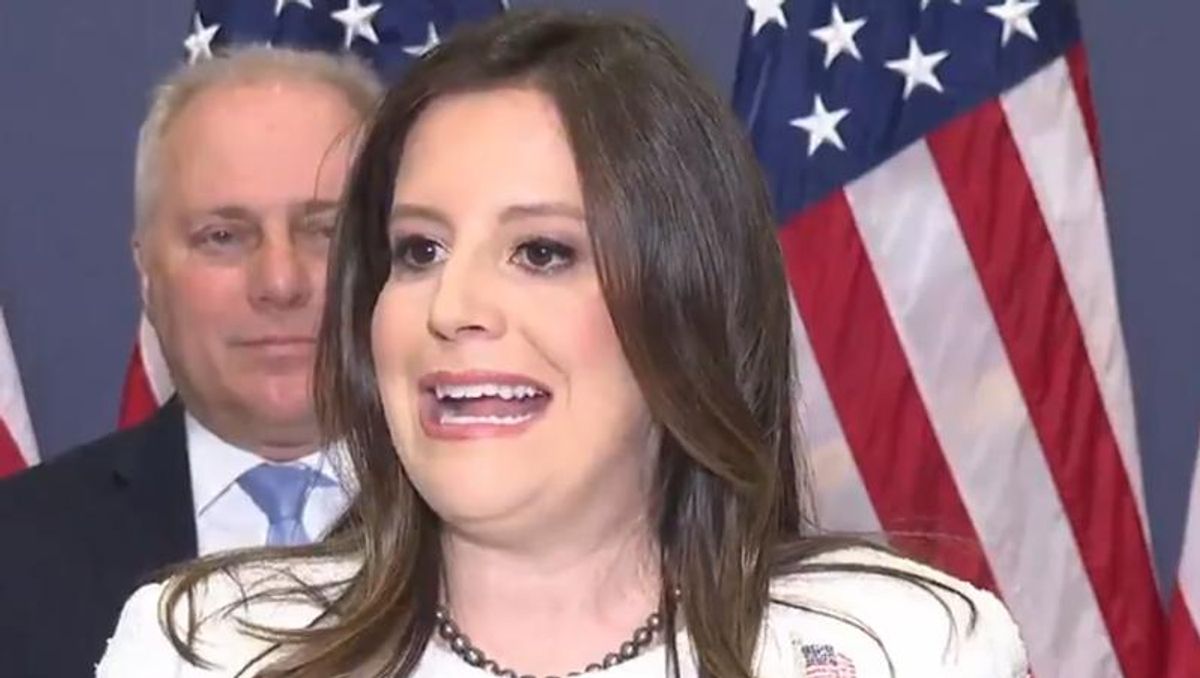 Elise Stefanik slammed for 'bizarre and ominous' pledge to 'President Trump' at her celebratory press conference