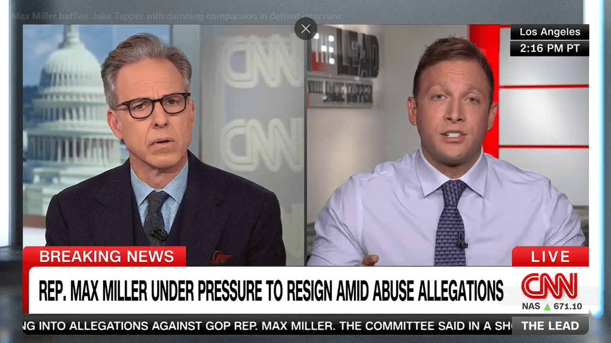 Max Miller draws damning comparison during defiant CNN interview: 'He was resilient'