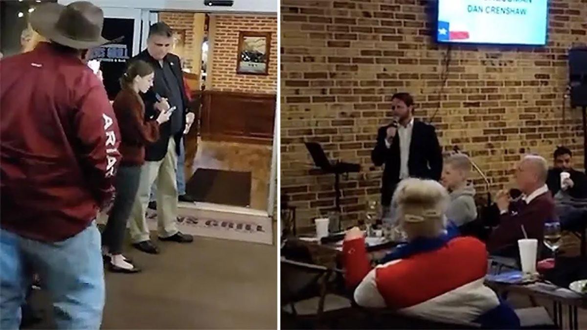 WATCH: Republican Dan Crenshaw booed by audience after he snaps at young woman for questioning his faith