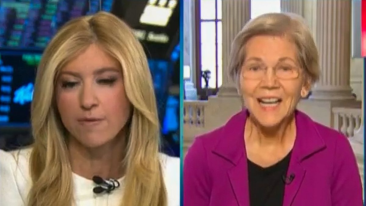 Watch: Elizabeth Warren laughs out loud as CNBC host says banks can do their own stress testing