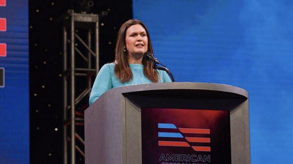Sarah Sanders' speech panned for wallowing in 'a dystopian world full of fear' before Trump fans