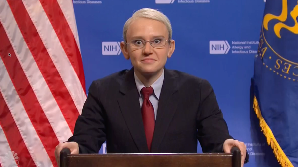 SNL's Tony Fauci panics as CDC skits on mask guidance get more salacious and absurd