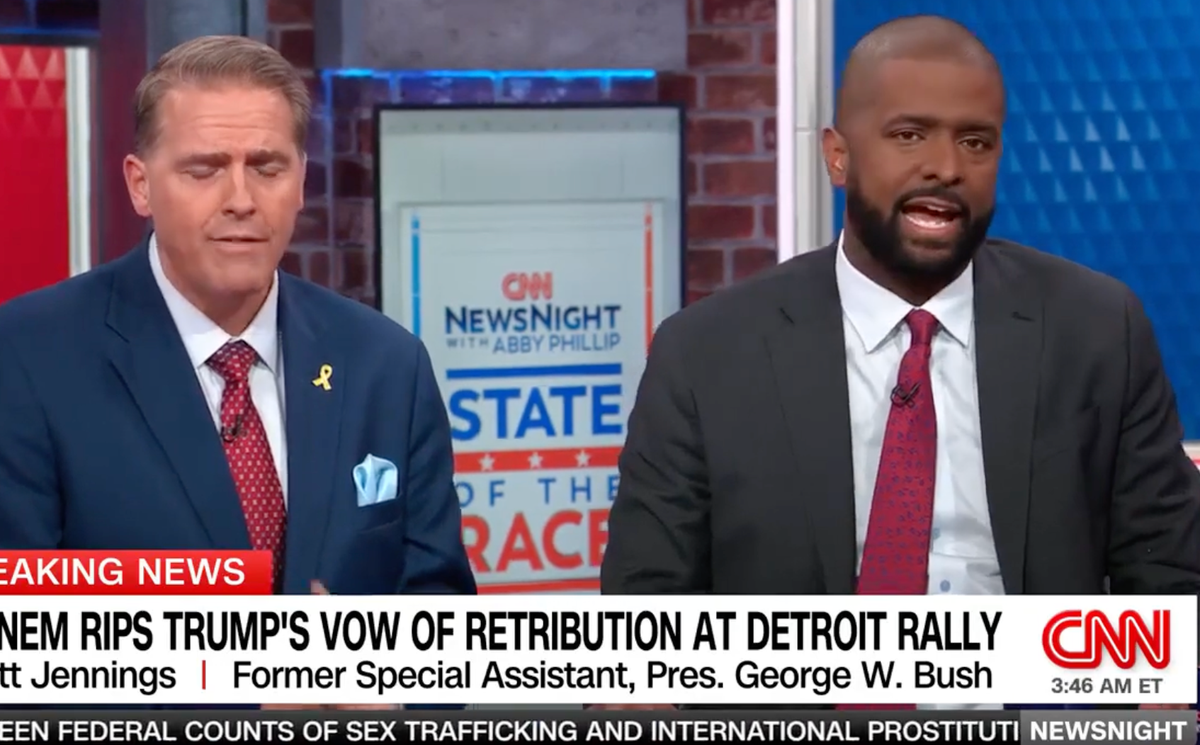 'Oh my God!' CNN conservative sparks fury as he hurls abuse accusations at Harris' husband