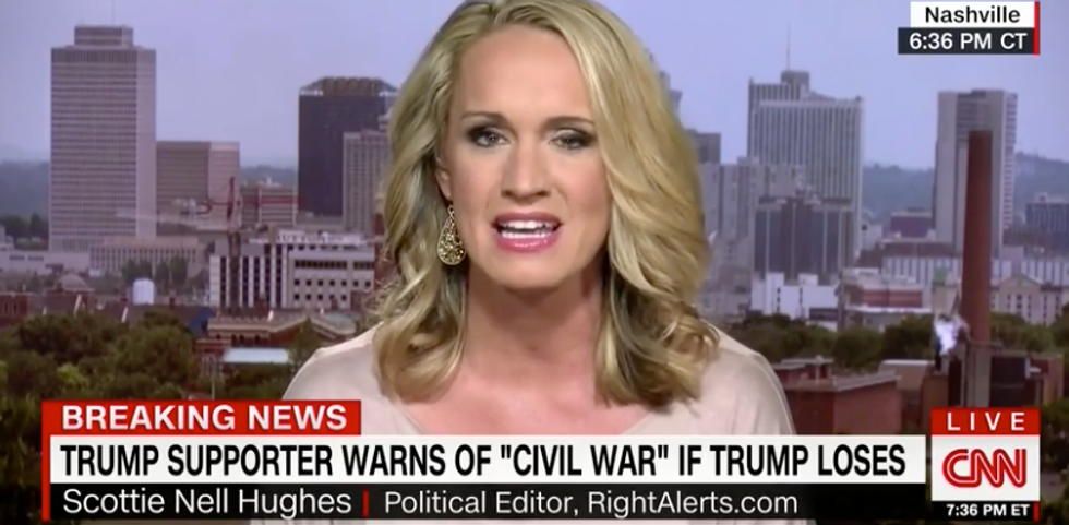 WATCH: Scottie Nell Hughes called out after defending black people getting beat up at Trump rallies