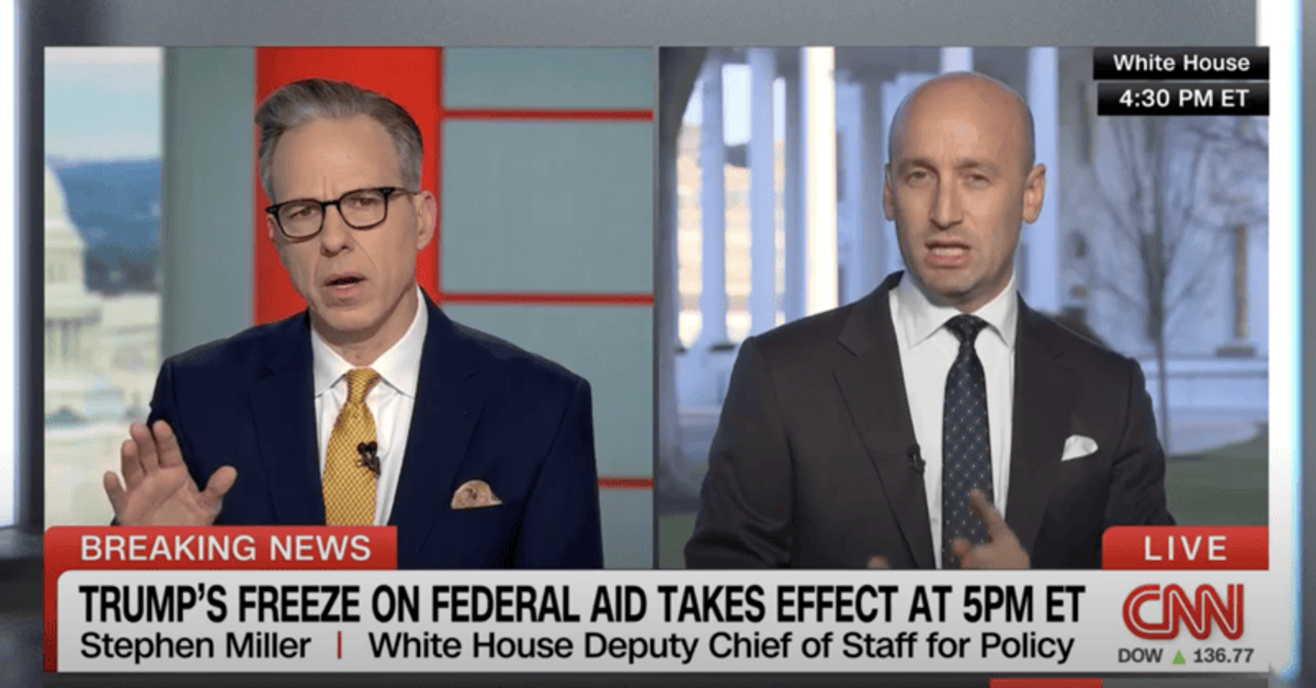 Jake Tapper shuts down Stephen Miller as Trump aide blames media for mass confusion