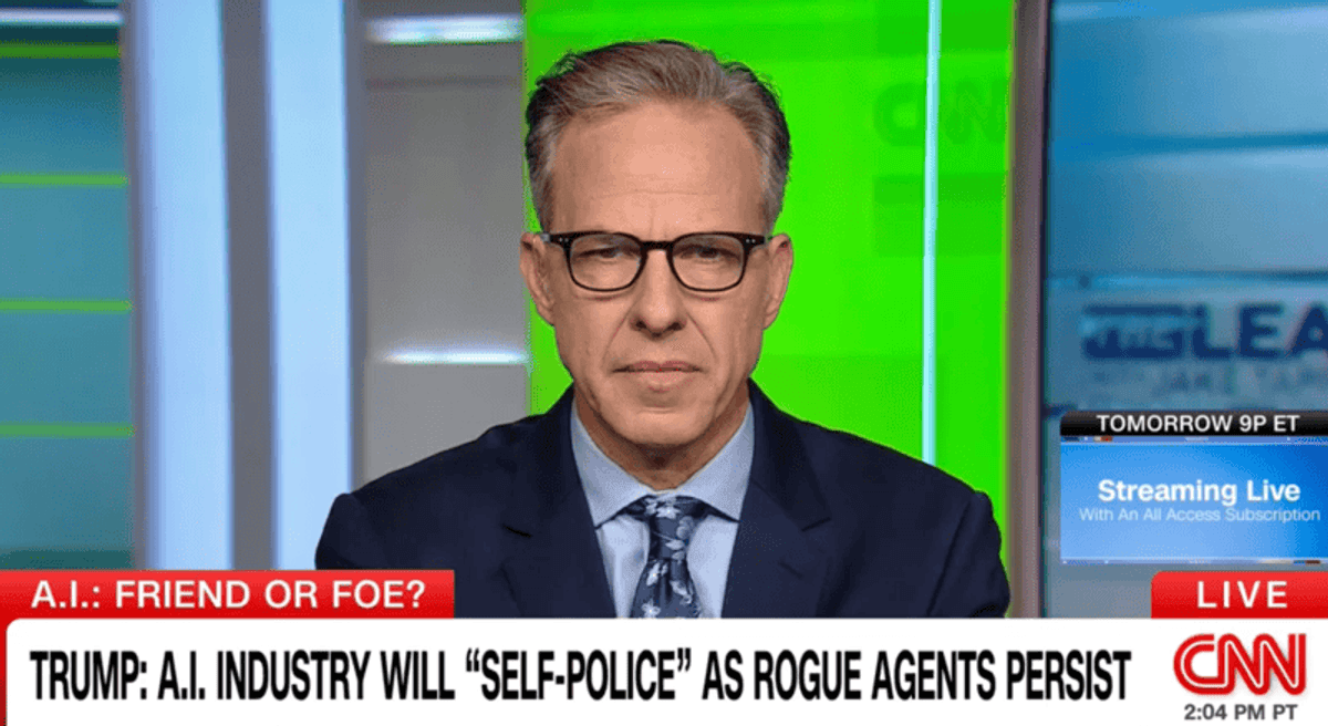 Jake Tapper chides Trump's 'pinky promise to behave' with AI leaders