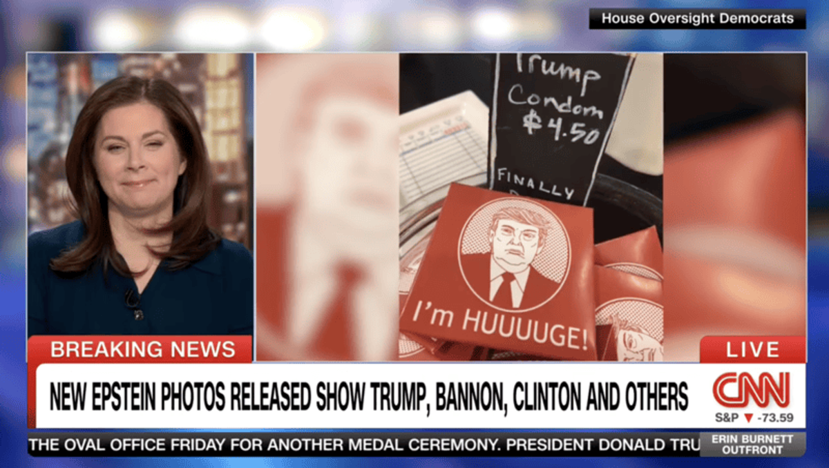 'Huuuuge': Erin Burnett in disbelief reading text of Trump-themed item in Epstein photos