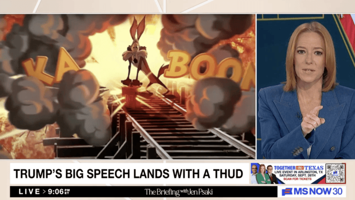 'Always blowing himself up': Trump mocked as Wile E. Coyote by MS NOW's Jen Psaki