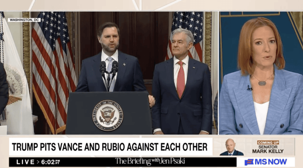 Jen Psaki mocks Vance as Trump jets off without him: 'Doing his homework while Dad's away'