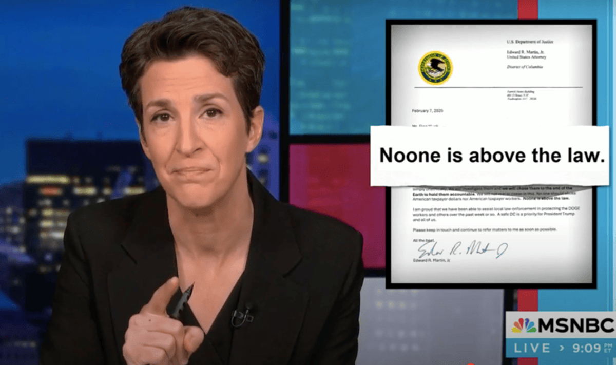 'I think about this every day': MSNBC's Rachel Maddow warns of ‘scary, dystopian’ DOJ move
