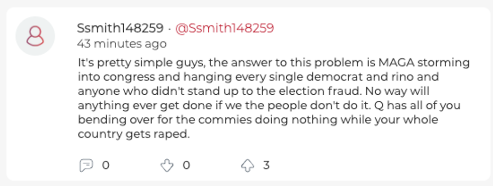 screenshot of parler post