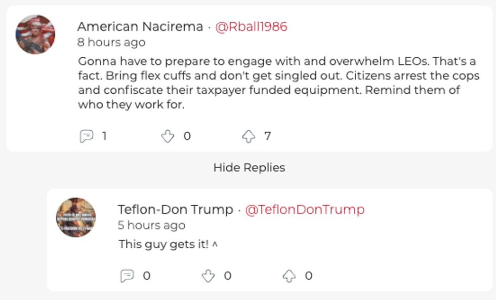 screenshot of parler post