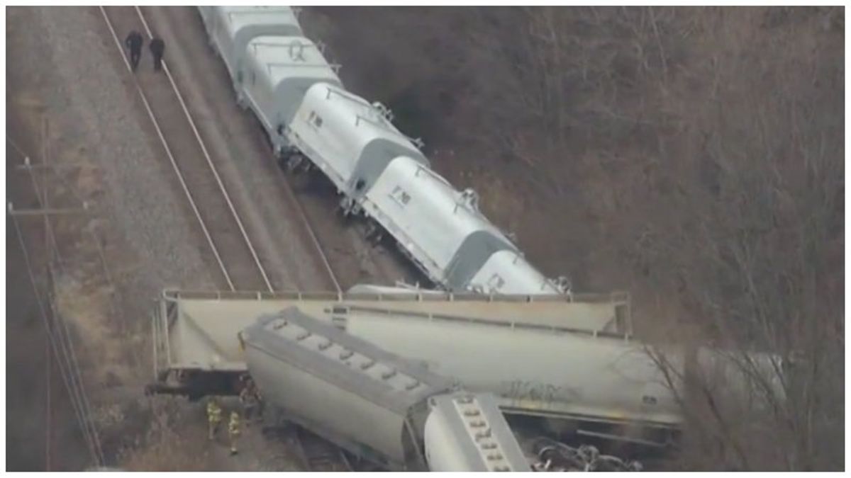 Train carrying hazardous materials derails in Michigan