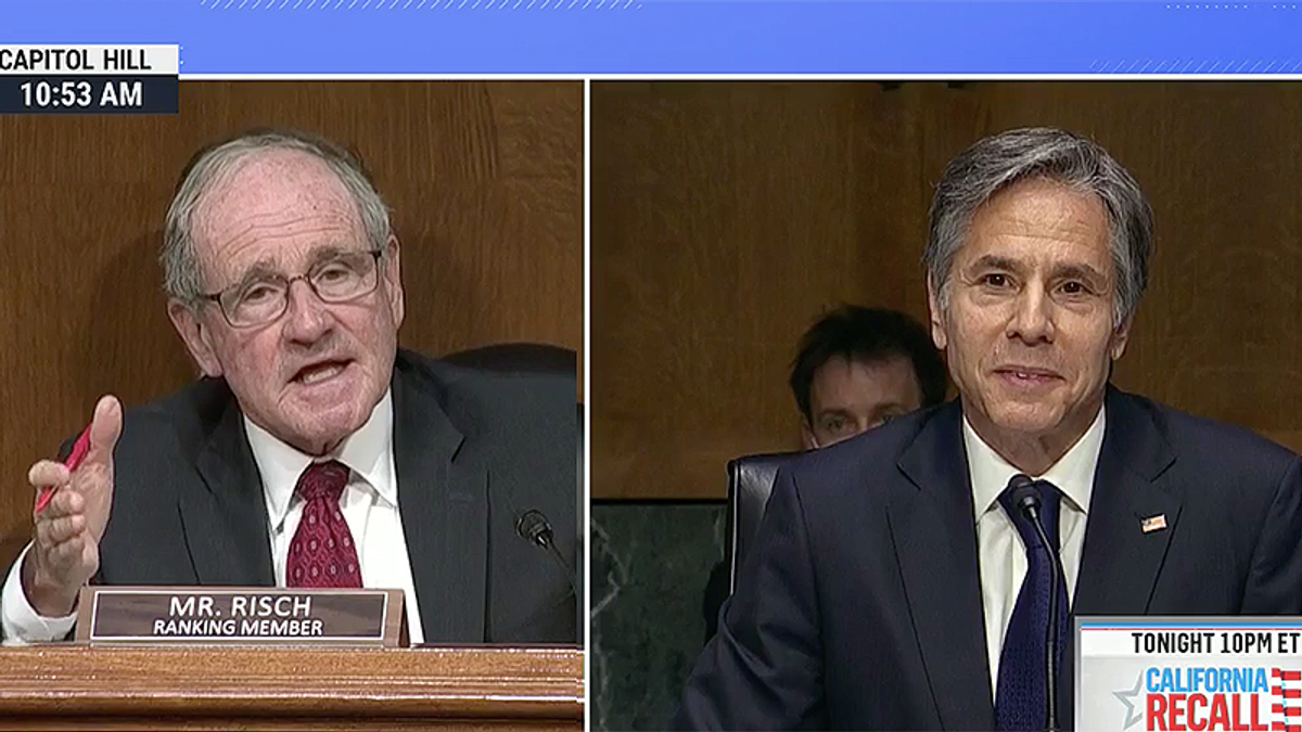 Blinken struggles to keep a straight face as GOP senator angrily demands to know who has 'a button’ to shut off Biden