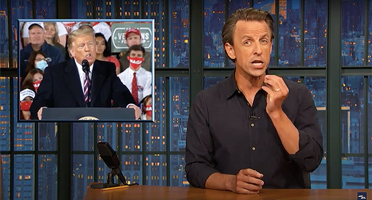 Seth Meyers celebrates Trump being relegated to rallies at bingo halls after leaving office