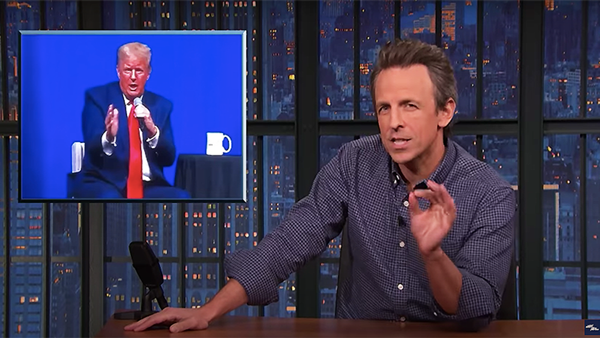 Seth Meyers mocks Trump's Florida rally as an episode of 'Drunk History' — but he was 'stone-cold sober'