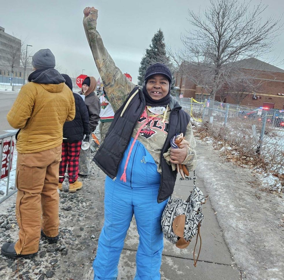 Shontay Evans at a protest