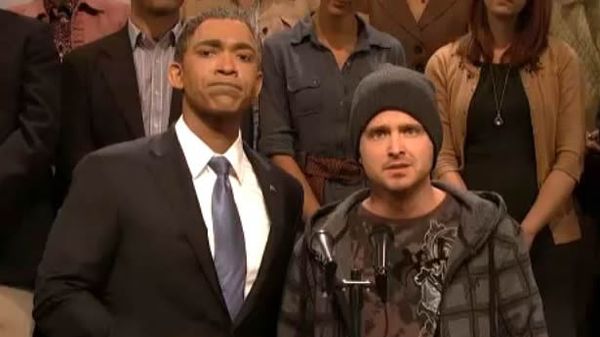 Breaking Bad's Aaron Paul on SNL: 'Because there wasn't Obamacare, he started cooking meth.'